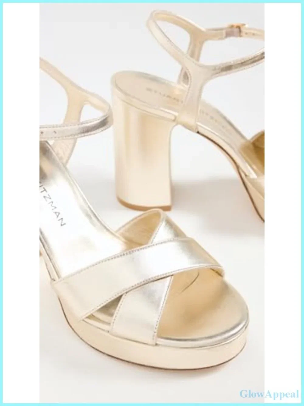 Platform Sandals Leather Ankle Strap Almond Toe Block Heel